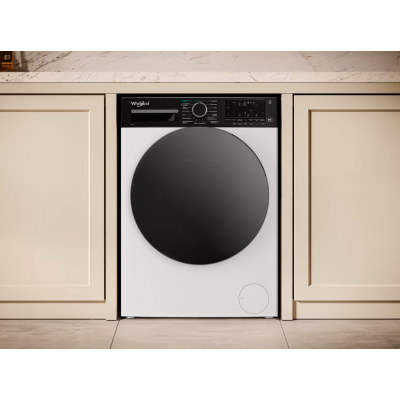 Пральна машина Whirlpool фронтальна, 8кг, 1400, C, 55см, дисплей, пара, інвертор, люк чорний, білий