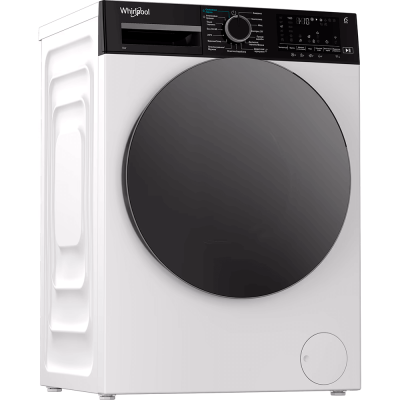 Пральна машина Whirlpool фронтальна, 8кг, 1400, C, 55см, дисплей, пара, інвертор, люк чорний, білий