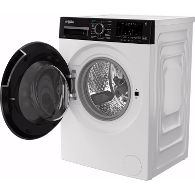 Пральна машина Whirlpool фронтальна, 8кг, 1400, C, 55см, дисплей, пара, інвертор, люк чорний, білий
