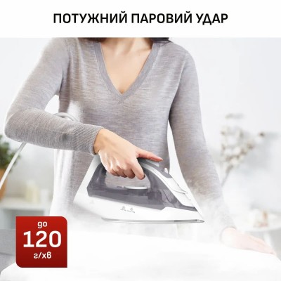 Праска Tefal Virtuo 30, 2000Вт, 240мл, паровий удар -120гр, постійна пара - 27гр, керам. підошва, сіро-фіолетовий