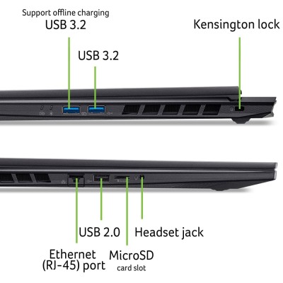 Ноутбук Acer Nitro 18 AN18-61 18" WQXGA IPS, AMD R9-365, 32GB, F2TB, NVD5070Ti-12, Lin, чорний (NH.QYFEU.003)