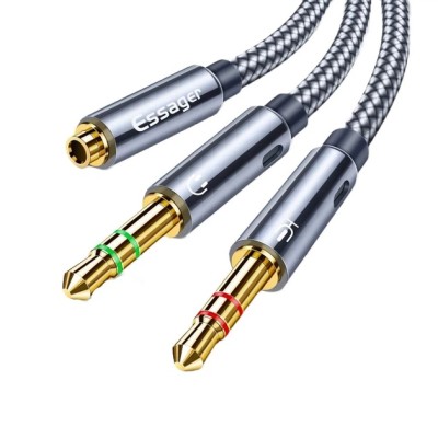 Кабель ESSAGER TEANA Headphone Audio Splitter 3.5mm Female to Dual 3.5 mm Jack Male Aux Cable For Computer Speaker Mic Y Splitte