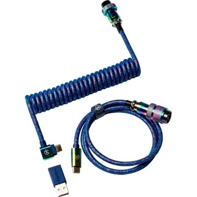 Кабель Type-A/Type-C Keychron Premium Coiled Aviator Cable-Straight Rainbow Palted Blue (CAB6_KEYCHRON)