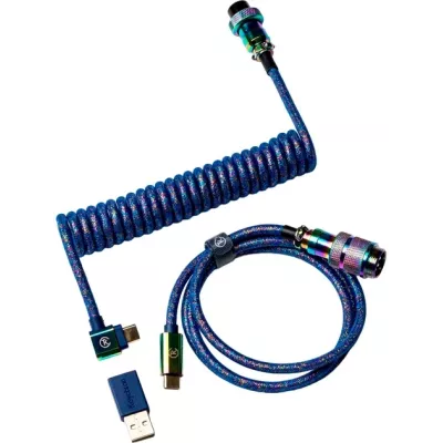 Кабель Type-A/Type-C Keychron Premium Coiled Aviator Cable-Straight Rainbow Palted Blue (CAB6_KEYCHRON)