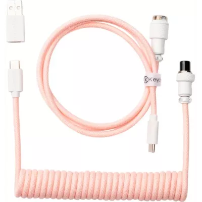 Кабель USB-A/USB-C > USB-C заряджання/синхронізації Keychron, 1.36м, Type-C, Coiled Aviator, рожевий (CAB15_KEYCHRON)