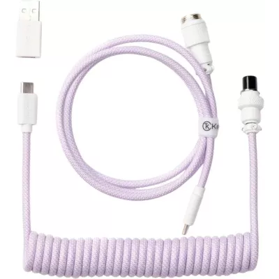 Кабель USB-A/USB-C > USB-C заряджання/синхронізації Keychron, 1.36м, Type-C, Coiled Aviator, фіолетовий (CAB17_KEYCHRON)
