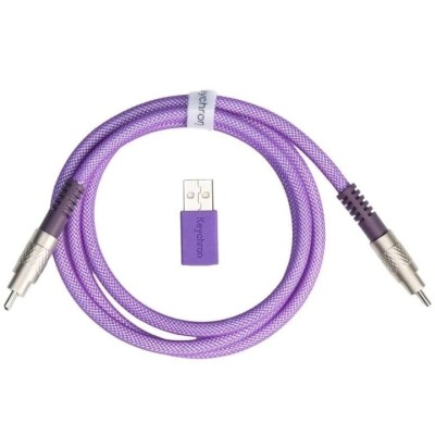 Кабель USB-A/USB-C > USB-C заряджання/синхронізації Keychron, 1м, Type-C, Double-Sleeved Geek, фіолетовий (CAB23_KEYCHRON)
