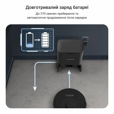 Робот-пилосос Rowenta миючий X-Plorer Serie 85+, 6000ПаВт, h=9.7см, 0.26л, конт пил -0.29л, автон. робота до 270хв, самоочистка,