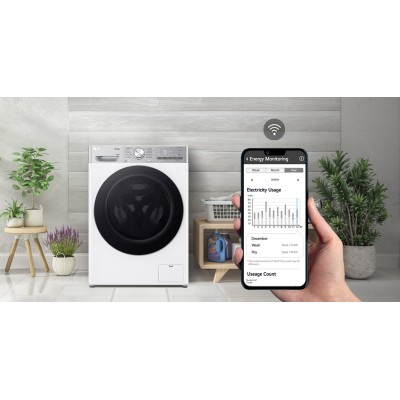 Прально-сушильна машина LG фронтальна, 9(5)кг, 1200, А, 48см, дисплей, пара, інвертор, білий