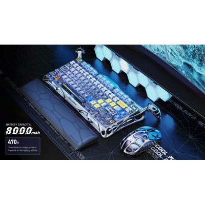 Клавіатура механічна GravaStar Mercury K1 Pro 80keys, GravaStar x Kailh Speedy Mint, BT/WL/USB, Interstellar Silver (GS_K1_PRO_S