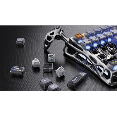 Клавіатура механічна GravaStar Mercury K1 Pro 80keys, GravaStar x Kailh Speedy Mint, BT/WL/USB, Interstellar Silver (GS_K1_PRO_S