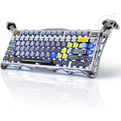 Клавіатура механічна GravaStar Mercury K1 Pro 80keys, GravaStar x Kailh Speedy Mint, BT/WL/USB, Interstellar Silver (GS_K1_PRO_S
