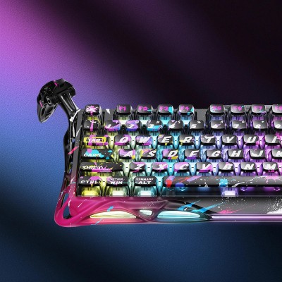 Клавіатура механічна GravaStar Mercury V75 Pro 80keys, Magnetic Jade Gaming, 8K, USB-A, RGB, Neon Graffiti (GS_V75_PRO_CG_BLK)