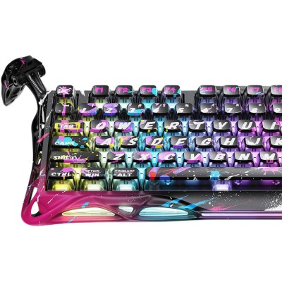 Клавіатура механічна GravaStar Mercury V75 Pro 80keys, Magnetic Jade Gaming, 8K, USB-A, RGB, Neon Graffiti (GS_V75_PRO_CG_BLK)