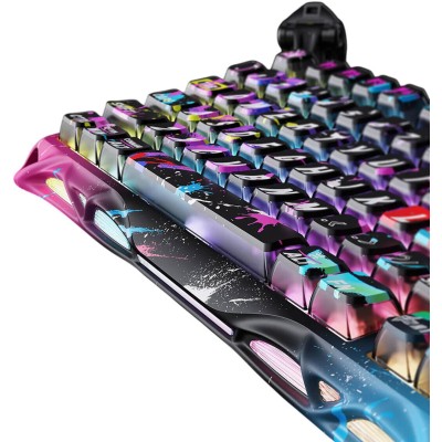 Клавіатура механічна GravaStar Mercury V75 Pro 80keys, Magnetic Jade Gaming, 8K, USB-A, RGB, Neon Graffiti (GS_V75_PRO_CG_BLK)