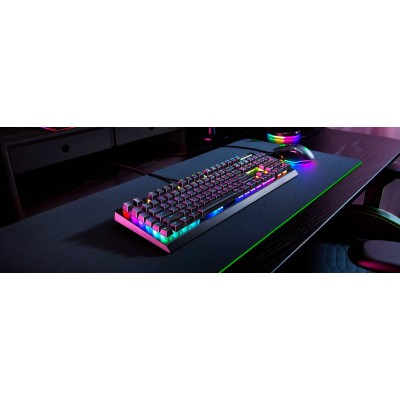 Клавіатура механічна Razer BlackWidow V4 X 110key, Green Switch, USB-A, EN/RU, RGB, чорний (RZ03-04700800-R3R1)