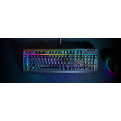 Клавіатура механічна Razer BlackWidow V4 X 110key, Green Switch, USB-A, EN/RU, RGB, чорний (RZ03-04700800-R3R1)