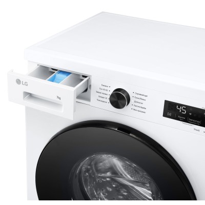 Пральна машина LG фронтальна, 7кг, 1200, A, 44см, дисплей, пара, інвертор, білий