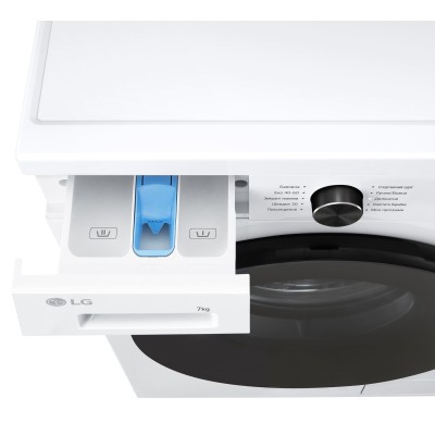 Пральна машина LG фронтальна, 7кг, 1200, A, 44см, дисплей, пара, інвертор, білий