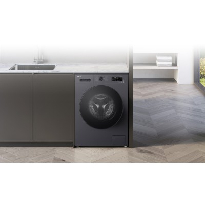Пральна машина LG фронтальна, 7кг, 1200, A, 44см, дисплей, пара, інвертор, чорний