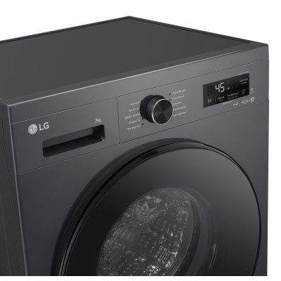 Пральна машина LG фронтальна, 7кг, 1200, A, 44см, дисплей, пара, інвертор, чорний