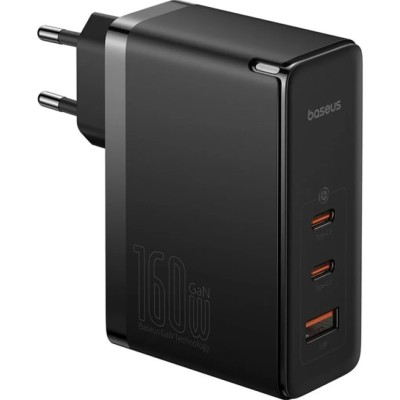 Зарядний Пристрій Baseus GaN5 Pro 160W (2Type-C+USB)+ Кабель 1m Type-C To Type-C (P10110825113-00) Black