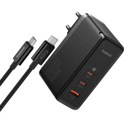 Зарядний Пристрій Baseus GaN5 Pro 160W (2Type-C+USB)+ Кабель 1m Type-C To Type-C (P10110825113-00) Black
