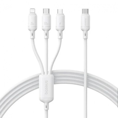 Кабель Baseus Silky One-for-Three Fast Charging Type-C to Micro USB+Lightning+Type-C 100W 1.5m (P10377706213-00) white