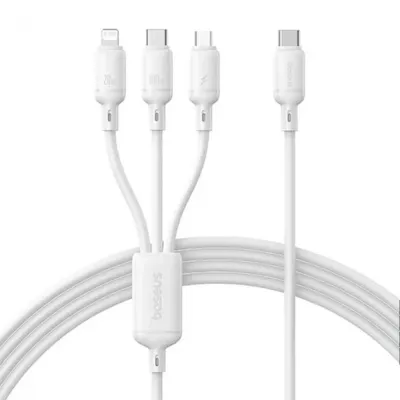 Кабель Baseus Silky One-for-Three Fast Charging Type-C to Micro USB+Lightning+Type-C 100W 1.5m (P10377706213-00) white