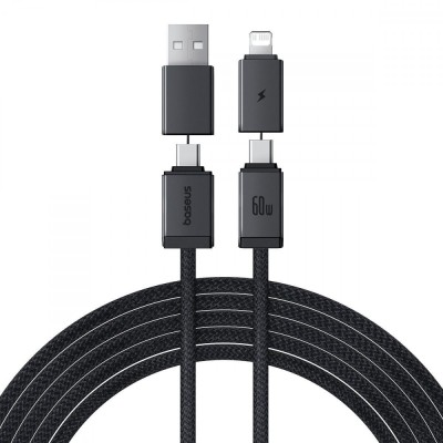 Кабель Baseus Versatile Two-for-Two Fast Charging Cable USB+Type-C to Type-C+Lightning 60W 2m (P10383000121-02) black