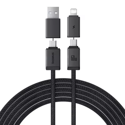 Кабель Baseus Versatile Two-for-Two Fast Charging Cable USB+Type-C to Type-C+Lightning 60W 2m (P10383000121-02) black
