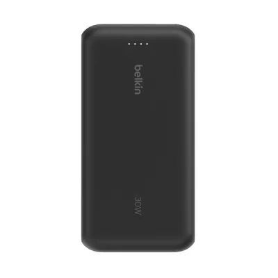 Акумулятор портативний літій-іонний Power Bank Belkin 20000мА·год, 30Вт, з інтегрованим кабелем USB-C, чорний (BPB024HQBK)