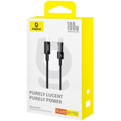 Кабель Baseus Gem Fast-Charging Type-C/Type-C 100W 1m (P10373000111-00) чорний