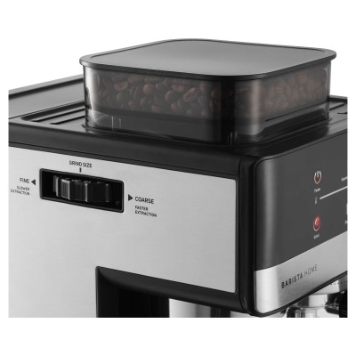 Кавоварка Sencor ріжкова 1.8л, зерно+мелена, вдубована кавомолка, дисплей, нерж. сталь-чорний (SES5000SS)
