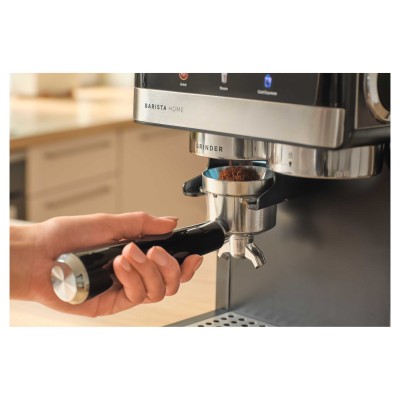 Кавоварка Sencor ріжкова 1.8л, зерно+мелена, вдубована кавомолка, дисплей, нерж. сталь-чорний (SES5000SS)