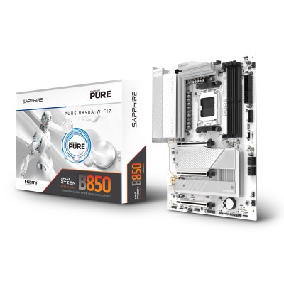 SAPPHIRE Motherboard PURE B850A WIFI7 sAM5 B850 4xDDR5 M.2 HDMI DP WiFi BT ATX білий (52123-11-40G)