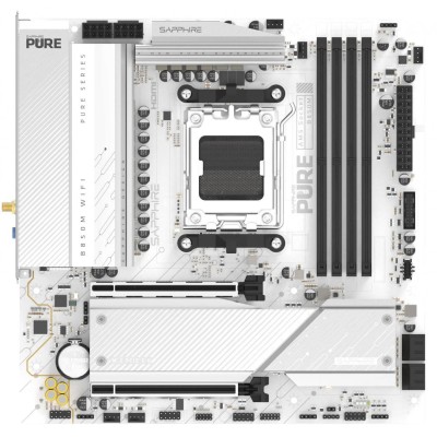SAPPHIRE Motherboard PURE B850M WIFI sAM5 B850 4xDDR5 M.2 HDMI DP WiFi BT mATX білий (52123-02-40G)