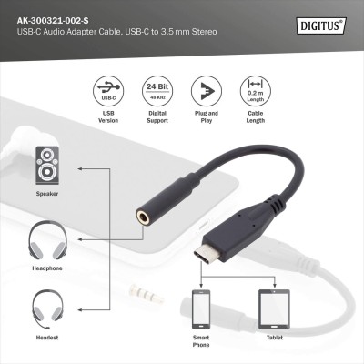 Адаптер DIGITUS USB-C >3.5mm audio stereo