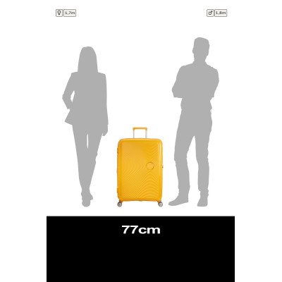 Валіза American Tourister, Soundbox, поліпропілен, велика, 77см, 97/110л, TSA, 4 колеса, EXP, жовтий (32G*06003)
