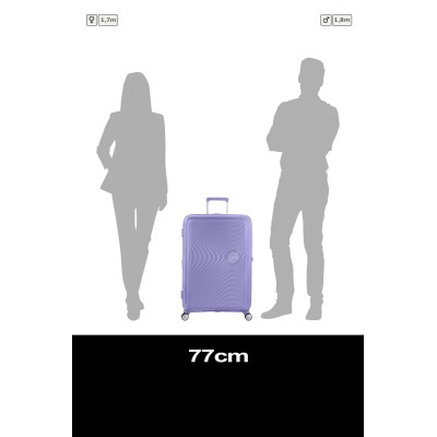 Валіза American Tourister, Soundbox, поліпропілен, велика, 77см, 97/110л, TSA, 4 колеса, EXP, лавандовий (32G*82003)