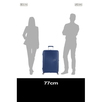 Валіза American Tourister, Soundbox, поліпропілен, велика, 77см, 97/110л, TSA, 4 колеса, EXP, темно-синій (32G*41003)