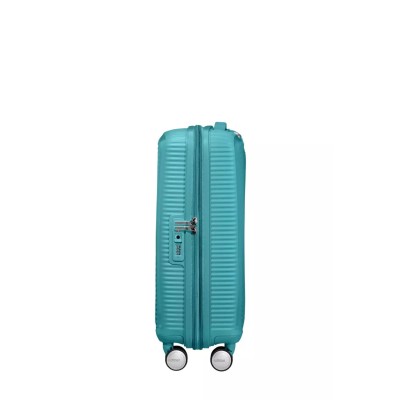 Валіза American Tourister, Soundbox, поліпропілен, мала, 55см, 35.5/41л, TSA, 4 колеса, EXP, бірюзовий (32G*61001)