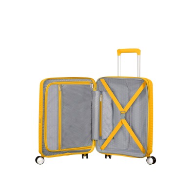 Валіза American Tourister, Soundbox, поліпропілен, мала, 55см, 35.5/41л, TSA, 4 колеса, EXP, жовтий (32G*06001)