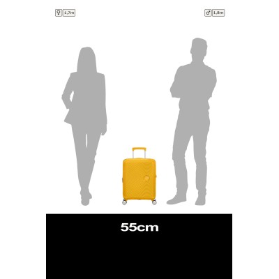 Валіза American Tourister, Soundbox, поліпропілен, мала, 55см, 35.5/41л, TSA, 4 колеса, EXP, жовтий (32G*06001)