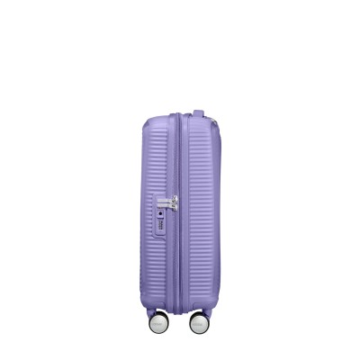Валіза American Tourister, Soundbox, поліпропілен, мала, 55см, 35.5/41л, TSA, 4 колеса, EXP, лавандовий (32G*82001)