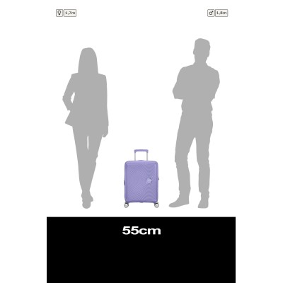 Валіза American Tourister, Soundbox, поліпропілен, мала, 55см, 35.5/41л, TSA, 4 колеса, EXP, лавандовий (32G*82001)