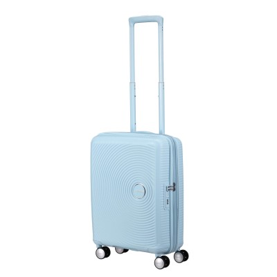 Валіза American Tourister, Soundbox, поліпропілен, мала, 55см, 35.5/41л, TSA, 4 колеса, EXP, пастельно-блакитний (32G*22001)