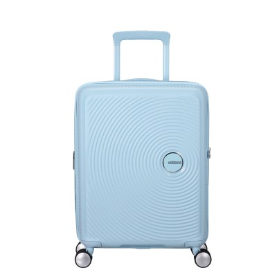 Валіза American Tourister, Soundbox, поліпропілен, мала, 55см, 35.5/41л, TSA, 4 колеса, EXP, пастельно-блакитний (32G*22001)