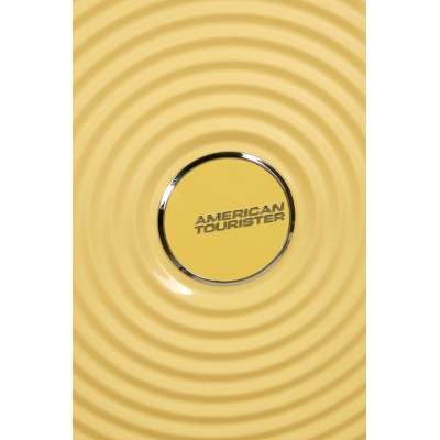Валіза American Tourister, Soundbox, поліпропілен, мала, 55см, 35.5/41л, TSA, 4 колеса, EXP, пастельно-жовтий (32G*16001)