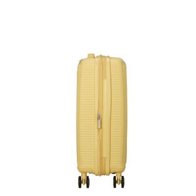 Валіза American Tourister, Soundbox, поліпропілен, мала, 55см, 35.5/41л, TSA, 4 колеса, EXP, пастельно-жовтий (32G*16001)